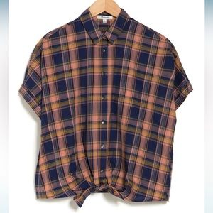 Madewell Tie Hem Plaid Button Down Shirt S Western